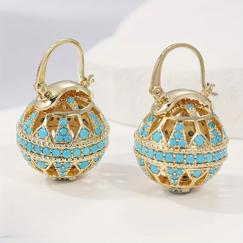 Turquoise Filigree Globe Drop Earrings