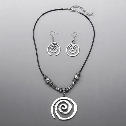 Bohemian Spiral Necklace and Earrings Set