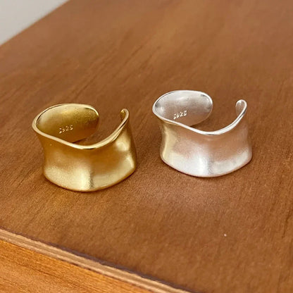 Vintage Gold and Silver Adjustable Wide Flat Ring