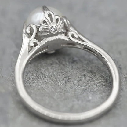 Art Deco Pearl Solitaire Gold Ring