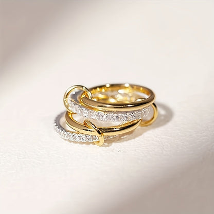 Minimalist Gold Plated Stackable Ring Set with Zirconia Accents