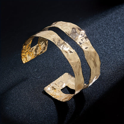 Vintage Stylish Hammered Wide Cuff Bangle Bracelet
