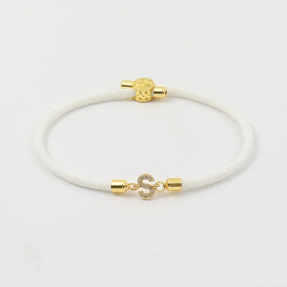 Dainty Personalized Initial Cord Bracelet with Pavé Diamond Charm