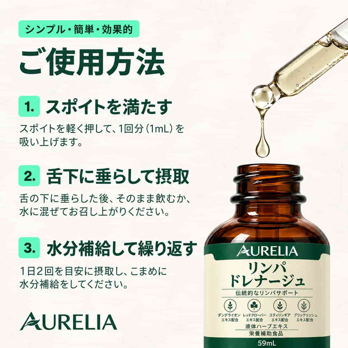 AURELIA リンパドレナージュ – 天然ハーブドロップ