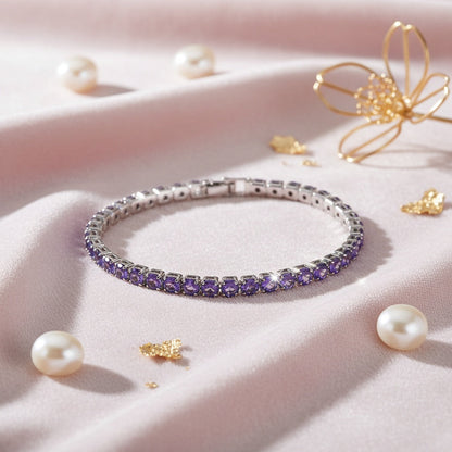 Elegant Boho Purple Zirconia Crystal Tennis Bracelet