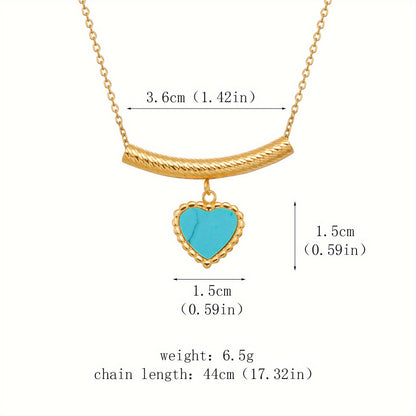 Bohemian Heart Shaped Turquoise Pendant Necklace