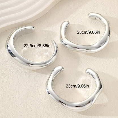 Vintage Sculptural Silver Plated Plastic Bangle Cuff Bracelet