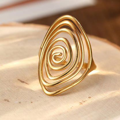 Vortex Sculptural Spiral Gold Statement Ring