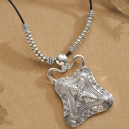 Vintage Antique Geometric Tribal Pendant Necklace