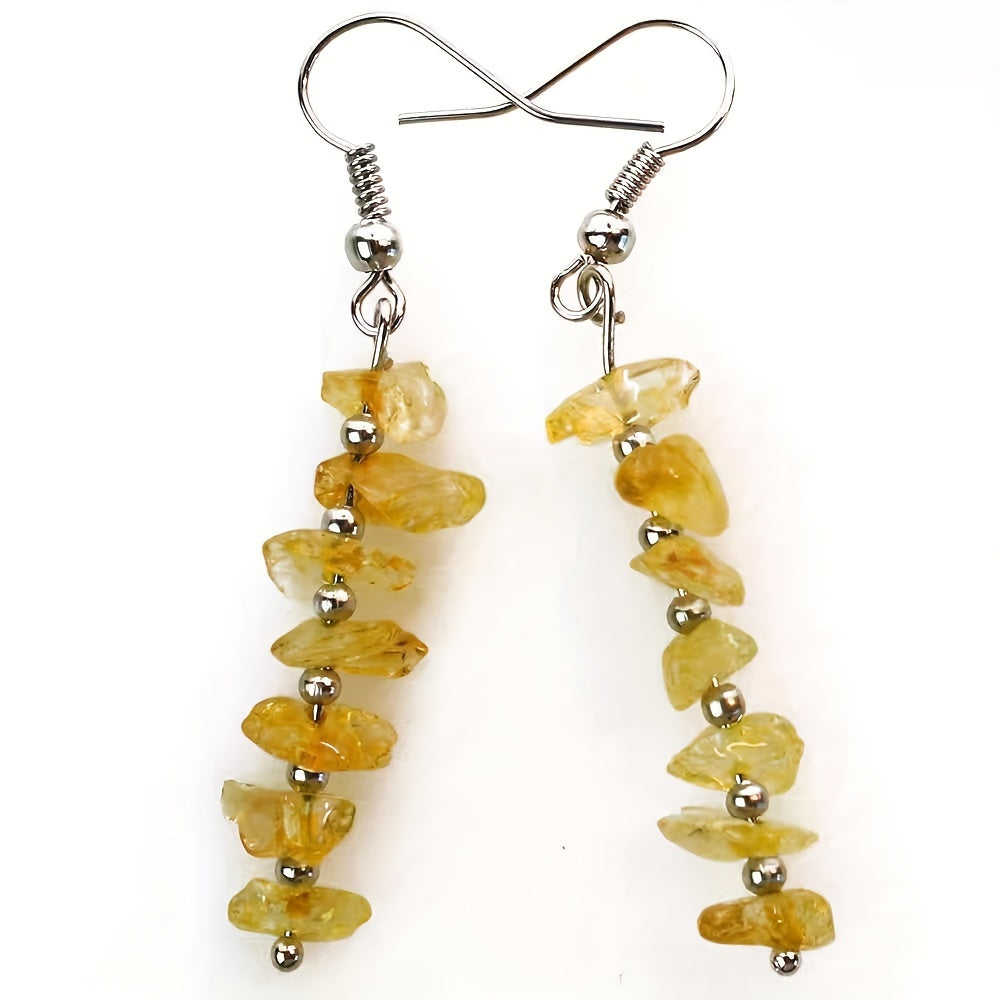 Boho Colorful Natural Gemstone Drop Earrings