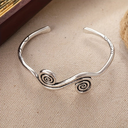 Vintage Gold White Plated Spiral Cuff Bangle Bracelet