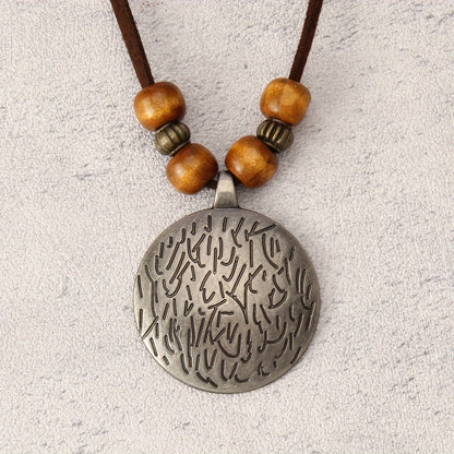 Vintage Twelve Constellations Wooden Beaded Pendant Necklace