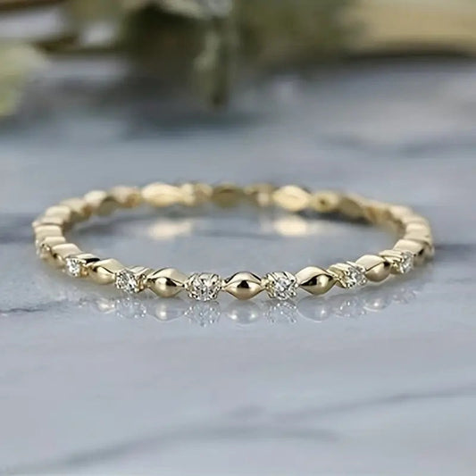Classic Simple Zirconia Diamond Accent Gold Plated Ring
