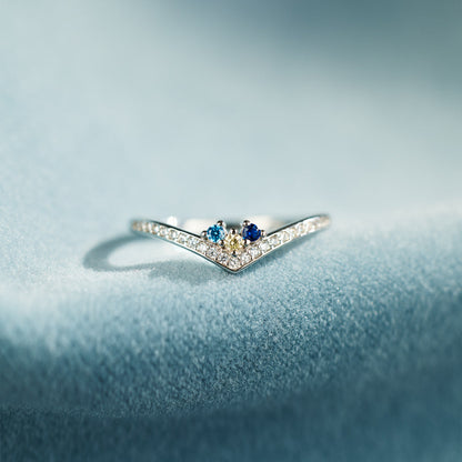 Personalized Birthstones Chevron Pavé Ring
