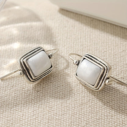 Elegant Bohemian Square Pearl Drop Earrings
