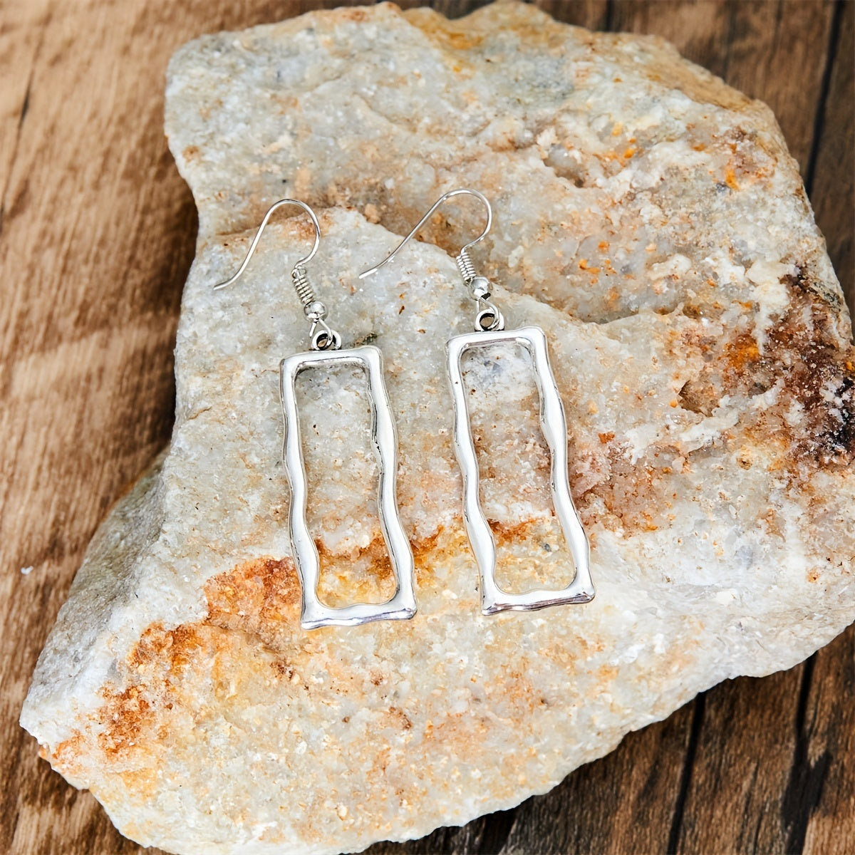 Vintage Gothic Hollow Geometric Long Bar Pendant Earrings