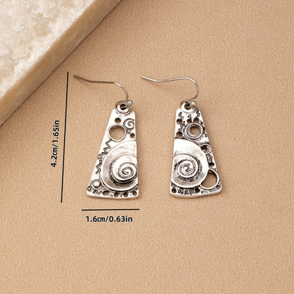 Bohemian Geometric Spiral Engraved Ethnic Drop Earrings