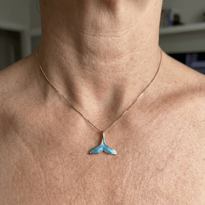 Gold Dolphin Tail Ring with Blue Opal Inlay