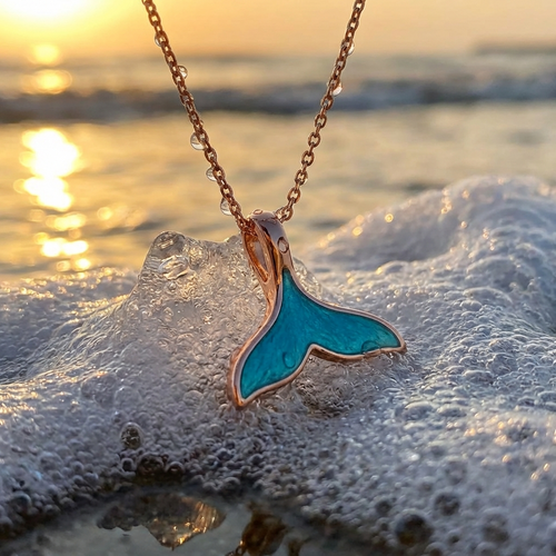 Gold Dolphin Tail Ring with Blue Opal Inlay