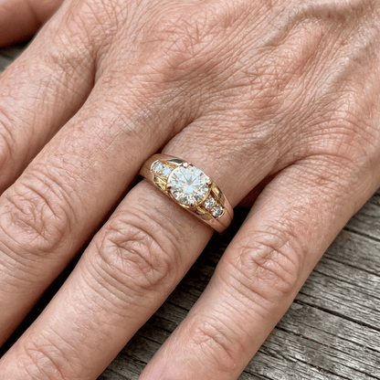 Elegant Gold Plated Wide Zirconia Crystal Statement Ring