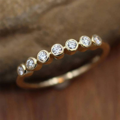 Vintage Inlaid Zirconia Gold Plated Band Ring