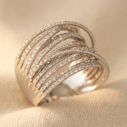 Vintage Layered Zirconia Stainless Steel ring