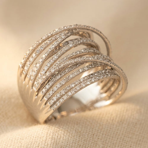 Vintage Layered Zirconia Stainless Steel ring