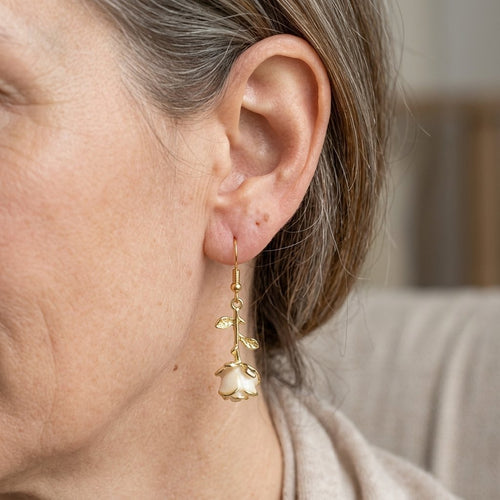 Flower Dangle Vintage Rose Gold Earrings