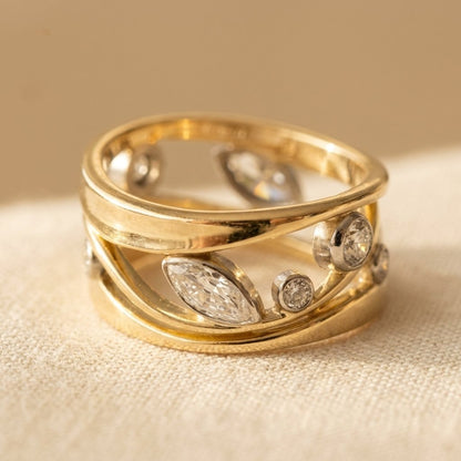 Vintage Gold-Tone Finish &amp; Zirconia ring