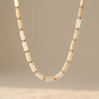 Natural Stone Geometric Ocean Beadwork Necklace