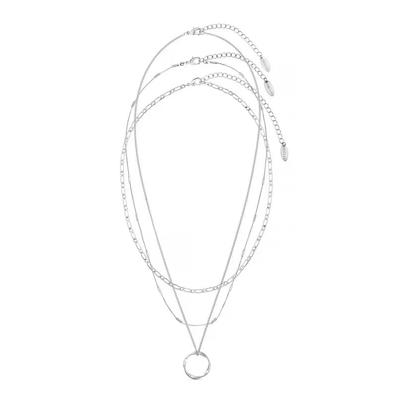 Open Circle Three Row Necklace