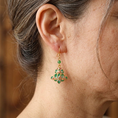 Gold Plated Enamel Earrings