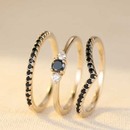 Black V Shaped Cubic Zirconia Ring