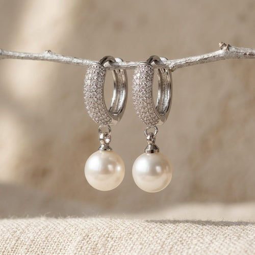 Bridal Zirconia Hoop Dangle Earrings