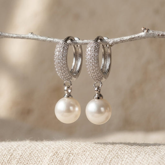 Bridal Zirconia Hoop Dangle Earrings