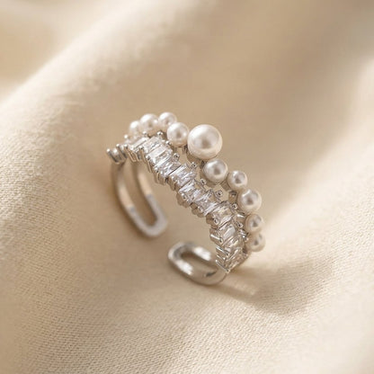 Artisan Pearl Cubic Zirconia Open Ring