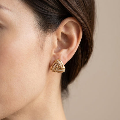 Gold Micro Zirconia Geometric Stud Earrings