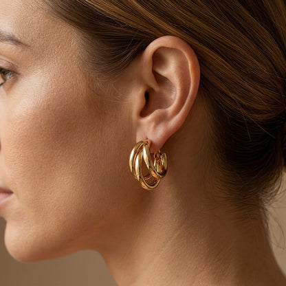 Gold Stainless Steel Hypoallergenic Hoop Earrings