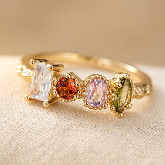 Vintage Multi Color Synthetic Gemstone Statement Ring