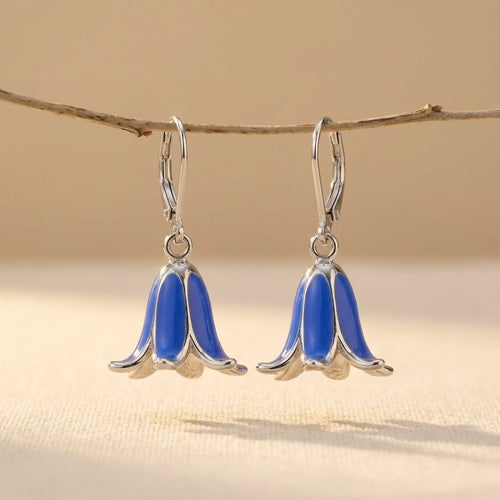 Leverback Bluebell Flower Earrings