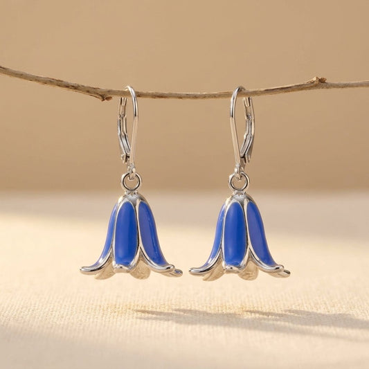 Leverback Bluebell Flower Earrings