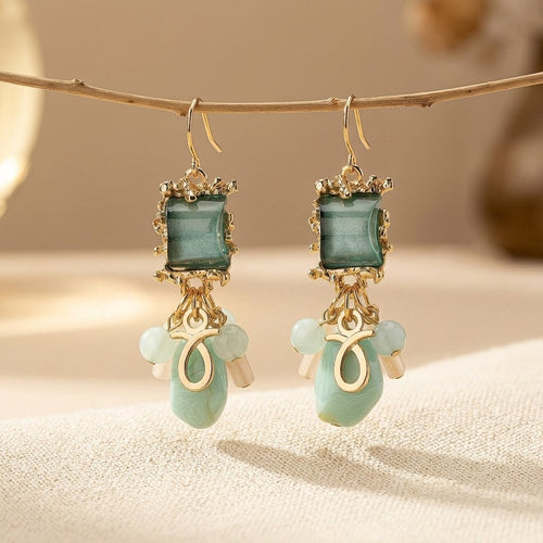 Pair Retro Bead Clip-On Earrings