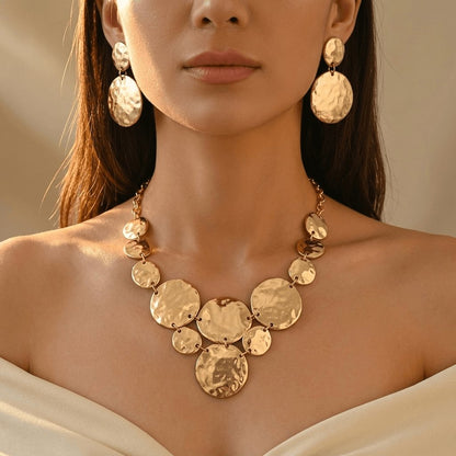 Geometric Metal Jewelry Set Necklace Earrings Jewelry Set