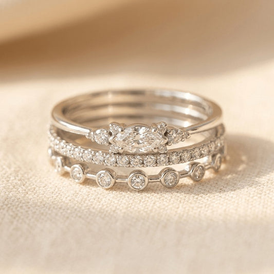 Inlaid Synthetic Zirconia Stackable Ring Jewelry Ring