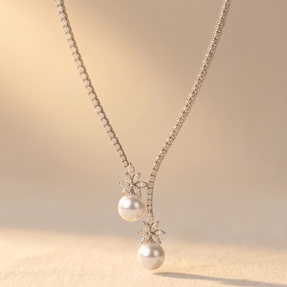Elegant Sterling Silver Pearl Drop Necklace