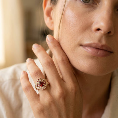 Vintage Gold Oval Ruby Filigree Ring