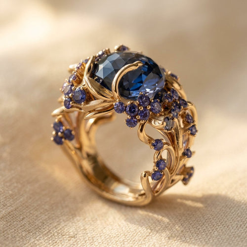 Vintage Gold Filigree Sapphire Ring