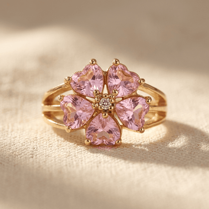 Elegant Gold Cubic Zirconia Floral Cluster Ring