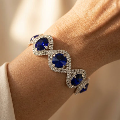 Vintage Silver Sapphire Round Bracelet