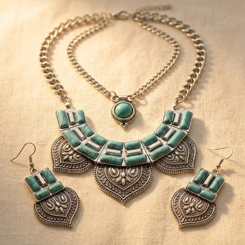 Bohemian Turquoise Collarbone Jewelry Set